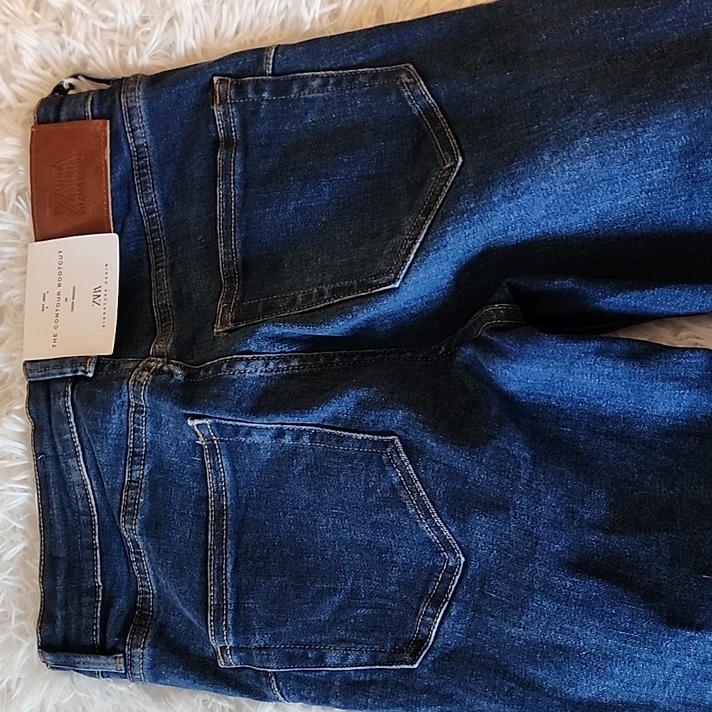 Zara Slim Fit Bootcut Mid Rise  Dark Blue Denim Jeans - Picture 6 of 11